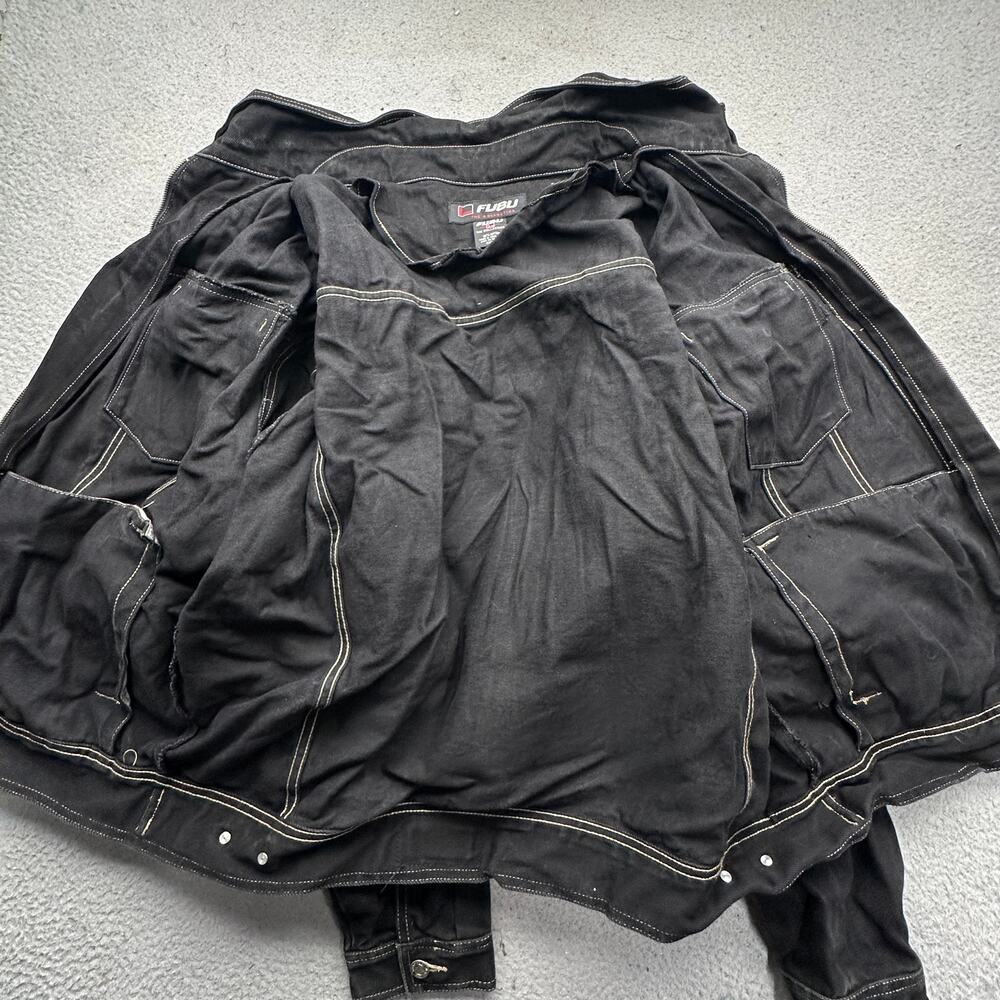 Vintage 90s FUBU Denim Jean Trucker Jacket Mens 4XL Black Button Pockets - Picture 11 of 14